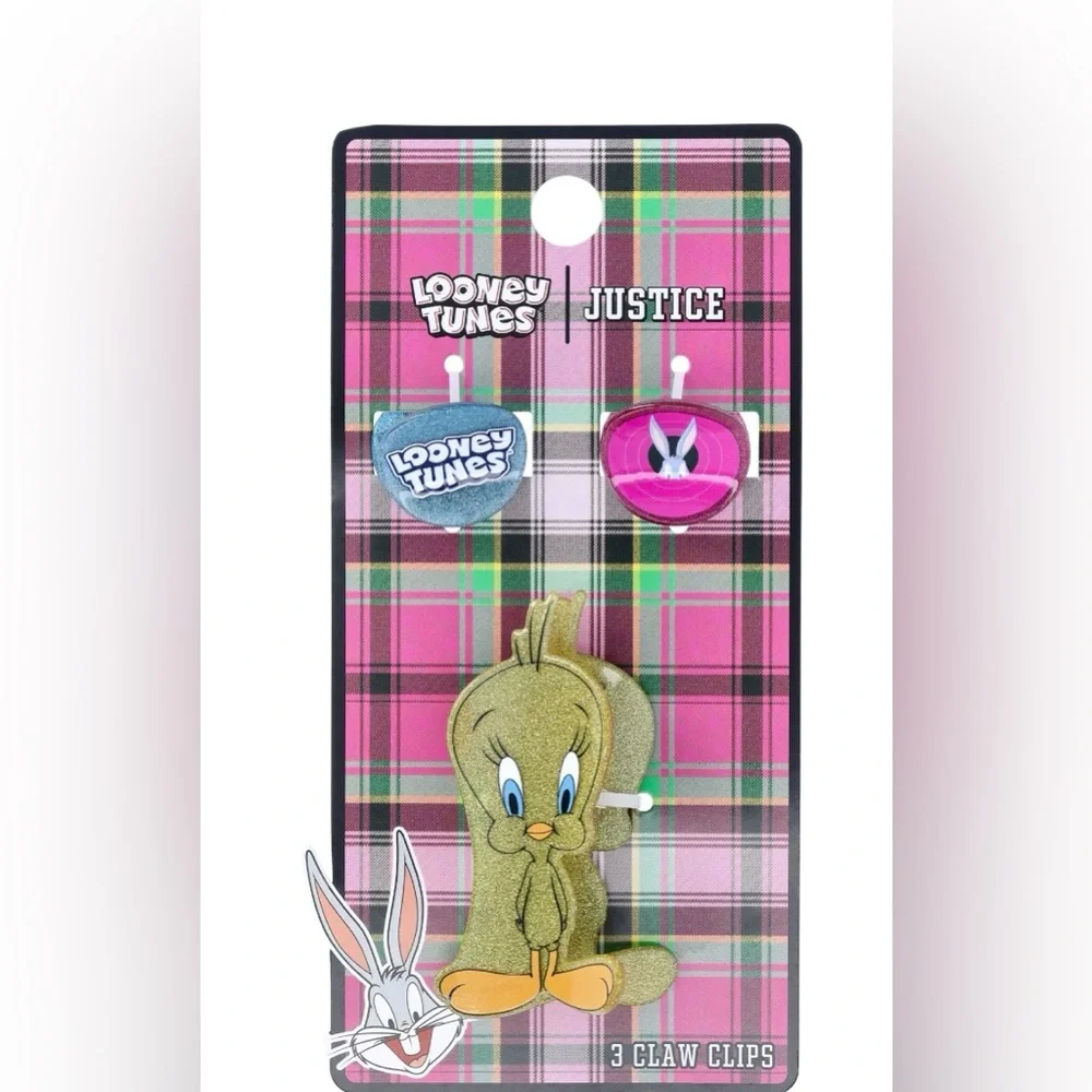 🔴 3/$12 Looney Tunes Tweety and Bugs Bunny Hair Claw 3-Piece‎ Set!